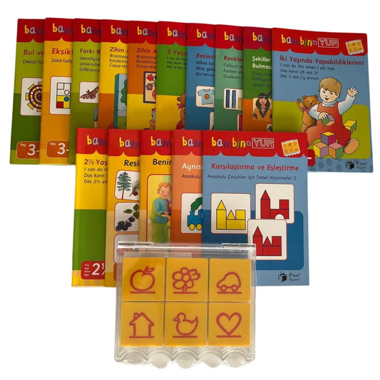 BambinoYUP 2-4 Yaş Zeka ve Dikkat Seti ( 15 Kitap + 1 Kontrol Kutusu)